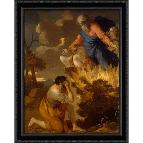 Burning bush 28x34 Large Black Ornate Wood Framed Canvas Art by Sebastien Bourdon