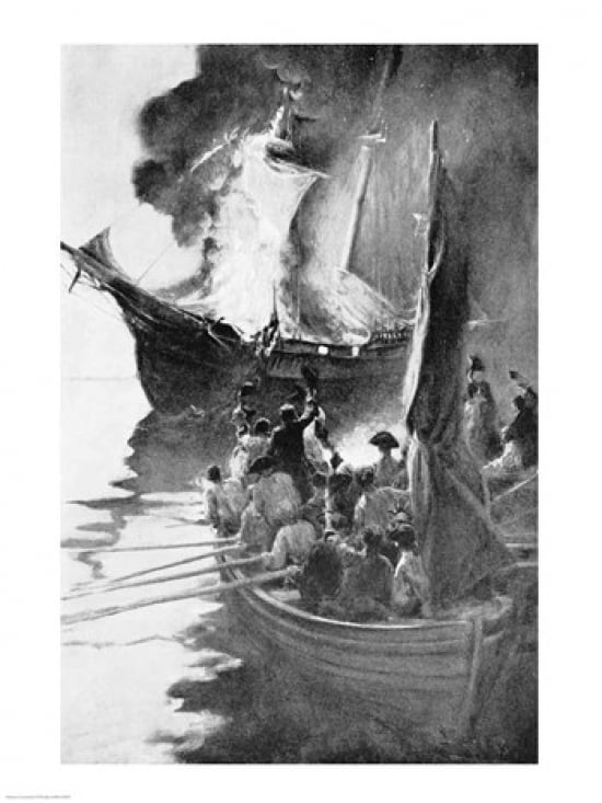 Burning of the Gaspee Canvas Art - Howard Pyle (18 x 24)