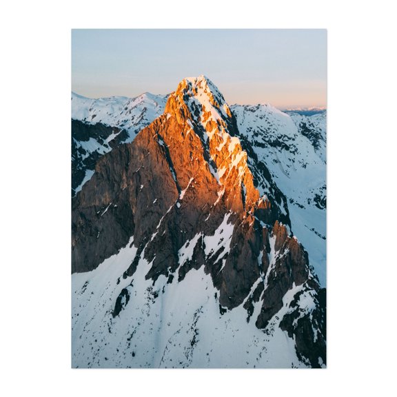 Burning summit - Pfarrwerfen Salzburg Austria Photography Mountain Snow Landscape Nature Sunset Scenic Winter Unframed Wall Art Print 18 x 24 inches