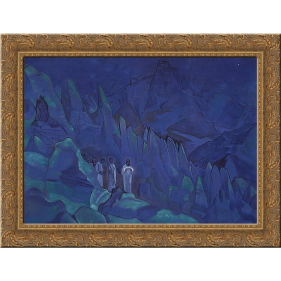 Burning the Darkness 24x18 Gold Ornate Wood Framed Canvas Art by Nicholas Roerich