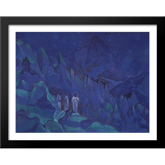 Burning the Darkness 36x28 Large Black Wood Framed Print Art by Nicholas Roerich