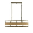 thumbnail image 1 of Burnished Brass with Natural Rattan Four Light Linear Chandelier from the Arcadia Collection, 1 of 6