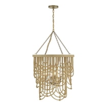 Burnished Brass with Natural Rattan Four Light Pendant from the Bremen Collection