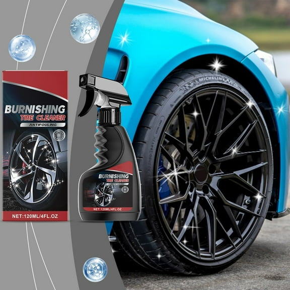 Burnishing Tire Cleaner and Wheel Brightener Spray - 120ML Brake Dust Remover & Tire Shine, Advanced Antifouling Formula for Long-Lasting Luster and Protection