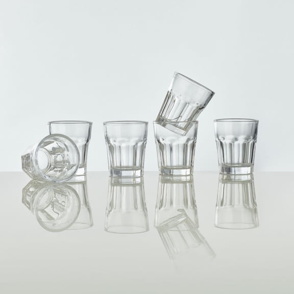 Burns Glass Crystal Clear Shot Glasses, 1.75 oz Classic 8 Panel Design Rolled No Chip Rim (Set of 6)