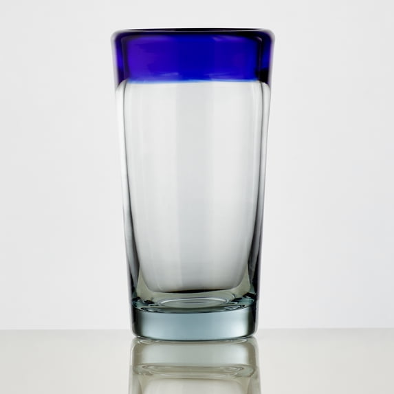 Burns Glass Handblown Shooter Shot Glasses, Mexican Cobalt Blue 3.75 oz Recycled Glass (Set of 6)