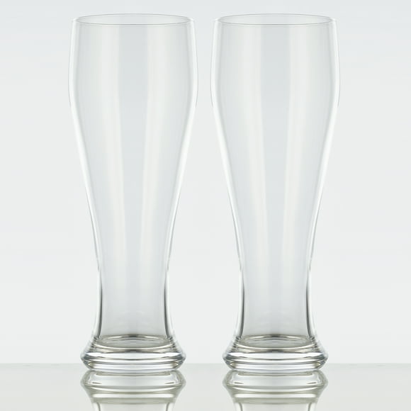 Burns Glass Jumbo Pilsner Glass 24 oz Wide Top, Heavy Base, Craft Beers, Lagers, Ales (Set of 2)