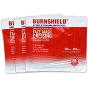 Burnshield Sterile Emergency Burn Face Mask Hydrogel Foil Sealed Foam Cell Dressing Covering 8x 18 200mm x 450mm - 3 Pack