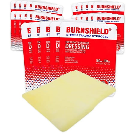 Burnshield Sterile First Aid Burn Dressing Non Stick Pads for Wounds & Burns, 25-Count