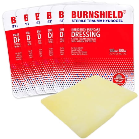 Burnshield Sterile First Aid Burn Dressing Non Stick Pads for Wounds & Burns, 6-Count