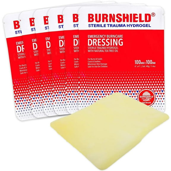 Burnshield Sterile First Aid Burn Dressing Non Stick Pads for Wounds & Burns, 6-Count