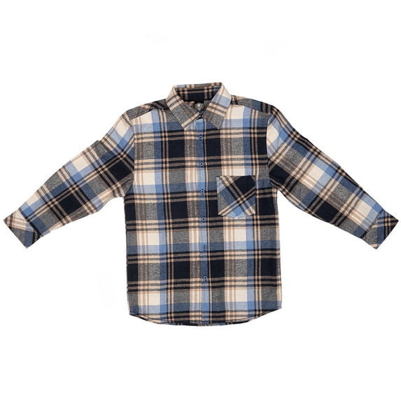 Burnside 4212 The Traditional Youth One Pocket Plaid Flannel-BLUE/ECRU-YL