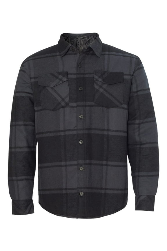 8610 Men's Quilted Flannel Jacket - Black Plaid - Small