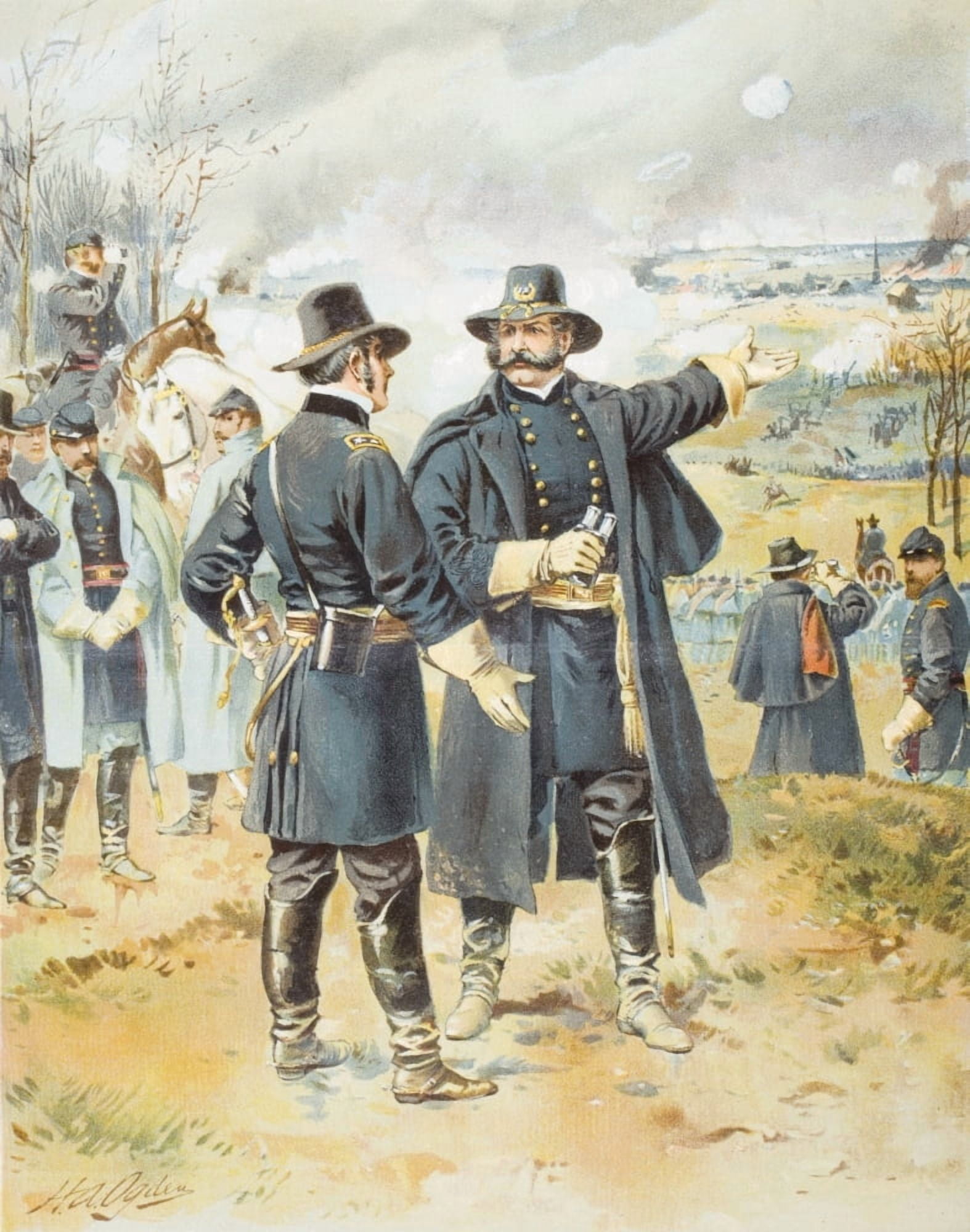Burnside At Fredericksburg December 13 1862 Artist HA Ogden Canvas Art - Ken Welsh Design Pics (12 x 16)