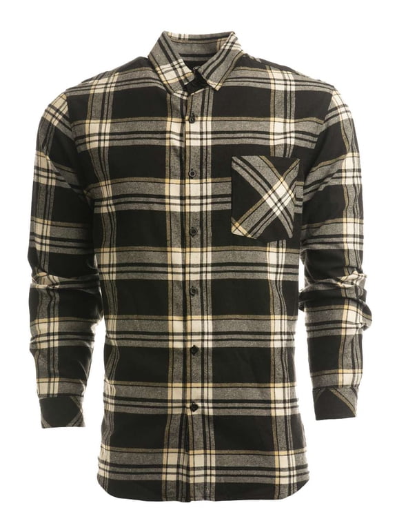 B14786574 Open Pocket Long Sleeve Flannel Shirt, Grey & Steel - Medium