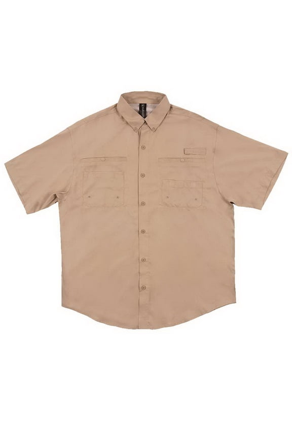 B19486246 Baja Short Sleeve Fishing Shirt, Sand - Extra Large