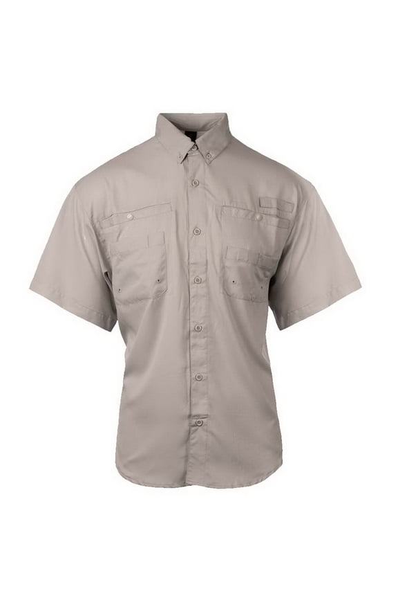 B19486354 Baja Short Sleeve Fishing Shirt, Cool Grey - Medium