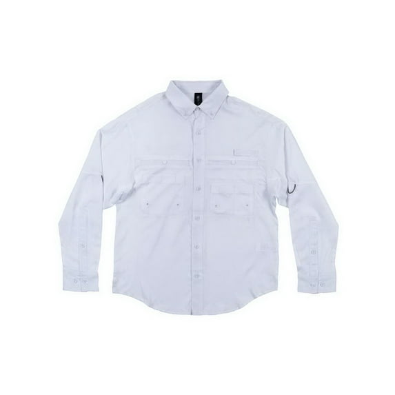Burnside B19586008 Baja Long Sleeve Fishing Shirt, White - 3XL