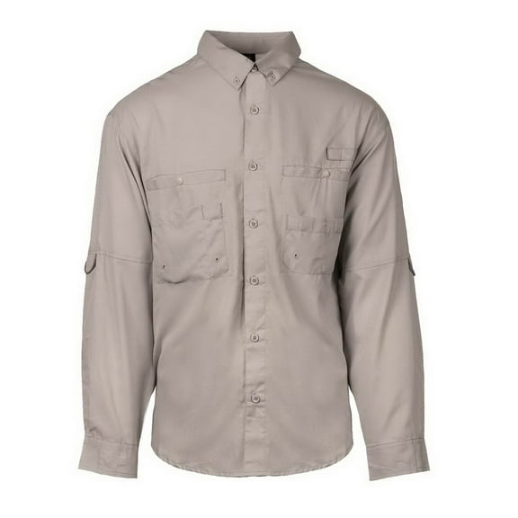 Burnside B19586356 Baja Long Sleeve Fishing Shirt, Cool Grey - Extra Large