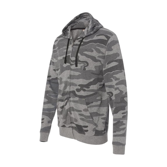 Burnside B8615 Mens Enzyme Washed French Terry Camo Print Full Zip ...