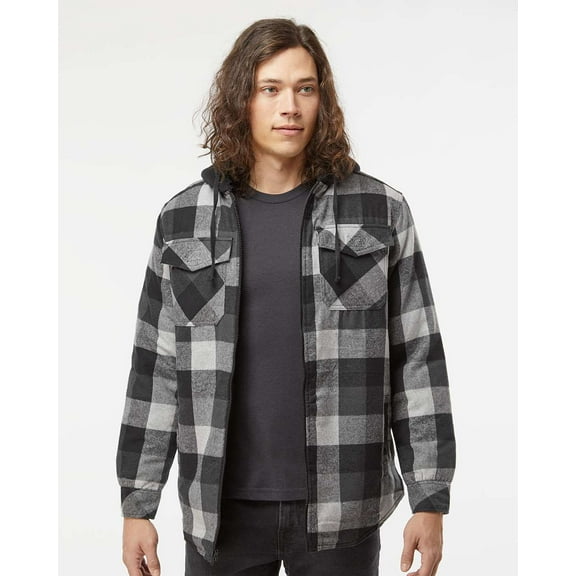 Burnside B8620 Men's Hooded Flannel Jacket