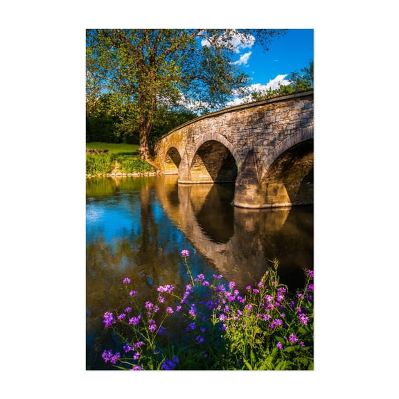 Burnside Bridge 01 - Maryland Photography Bridge Floral Scenic Nature Landscape Summer Rural Unframed Wall Art Print 4 x 6 inches