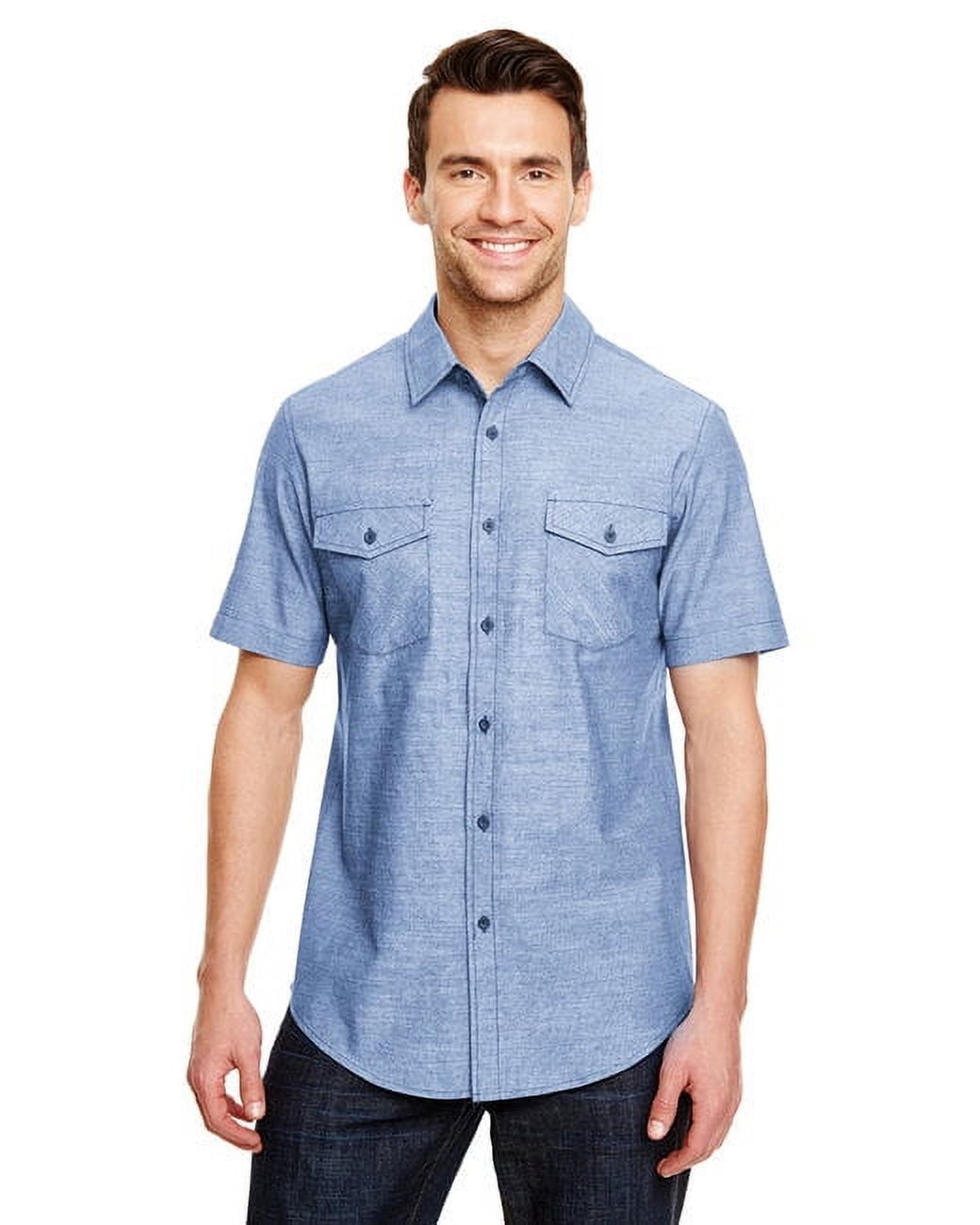 B9255 Chambray Short Sleeve Shirt - Walmart.com