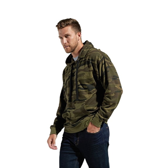 Burnside Enzyme-Washed French Terry Hooded Sweatshirt, 2XL, Green Camo