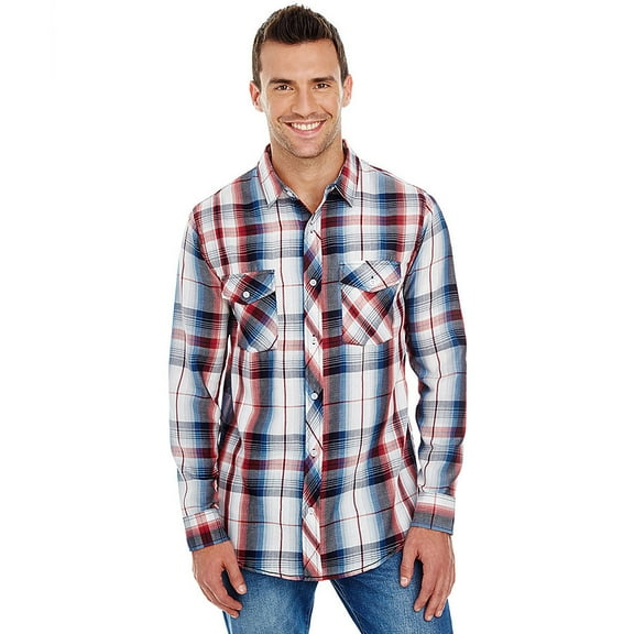 Burnside Long Sleeve Plaid Shirt Size up to 3XL