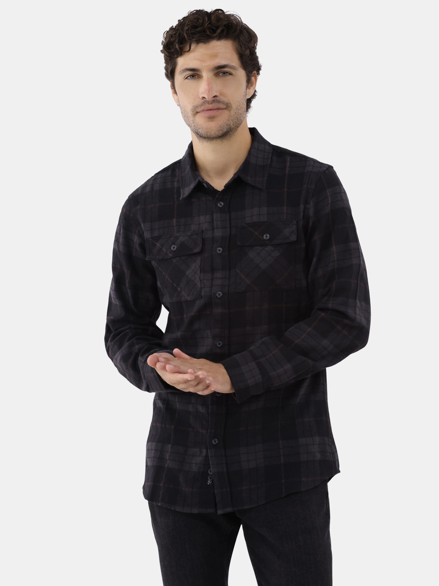Burnside Men's Modern Fit Plaid Flannel Shirt with Long Sleeves, Sizes S-2XL