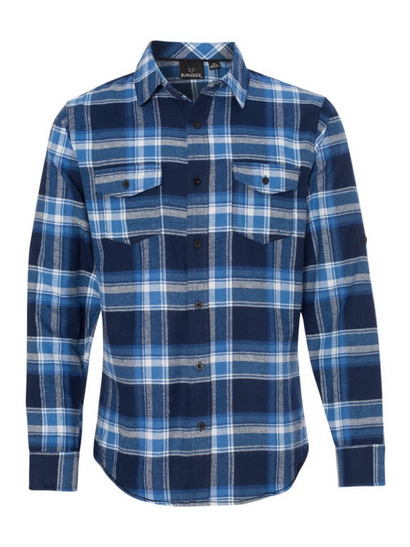 Men's 8210 Yarn-Dyed Long Sleeve Flannel Shirt (Medium, Blue/White)