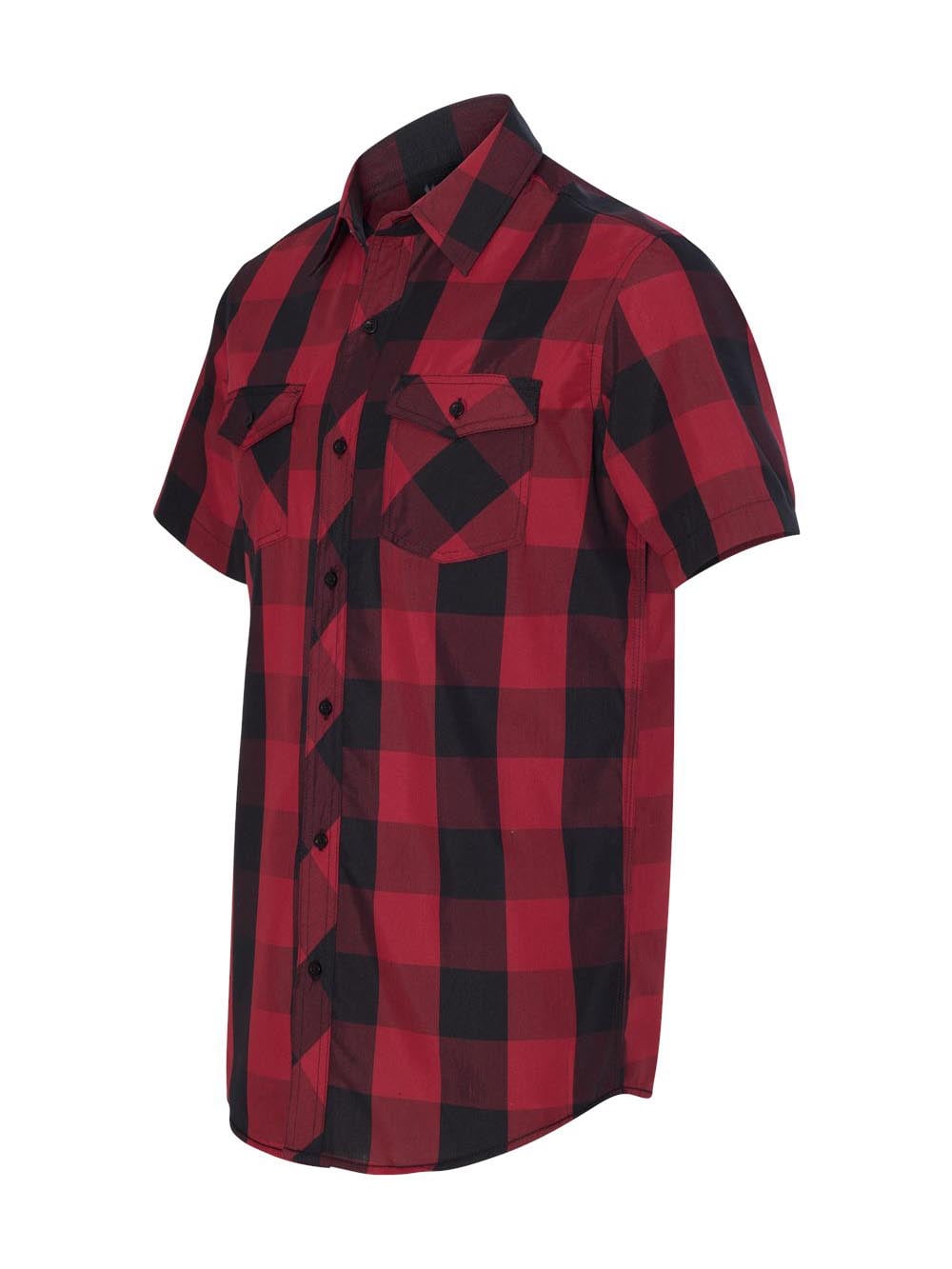 Buffalo Plaid Woven Shirt For Men - Red/Black Flannel Button-Up, Size XL - View #13