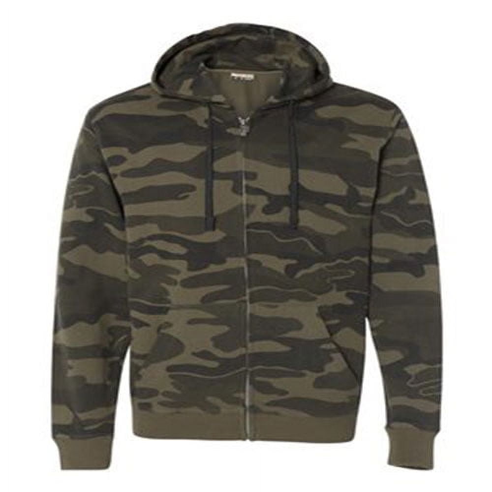 Burnside Adult Full-Zip Camo Hoodie - Black Camo Pullover (Size M)