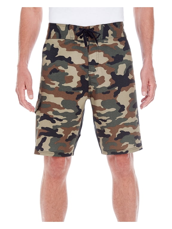 Men's Dobby Stretch Board Short 38 Green CAMO