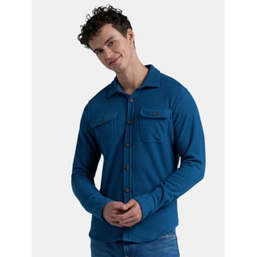 Burnside Men's Jacquard Fleece Button Front Shirt with Long Sleeves, Sizes S-2XL