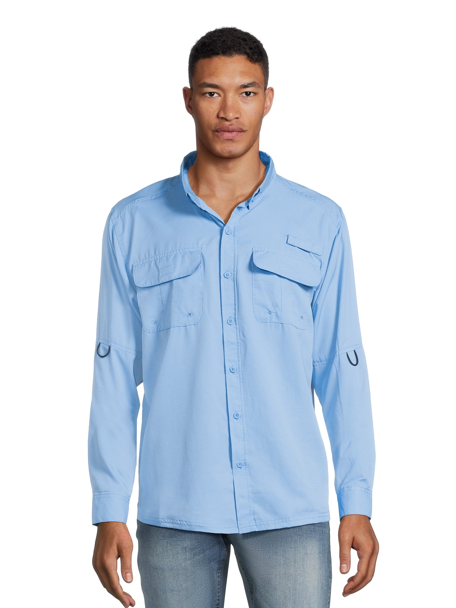 Burnside Men's Long Sleeve Utility Fishing Shirt, Sizes M-2xl, Size: Medium, Blue
