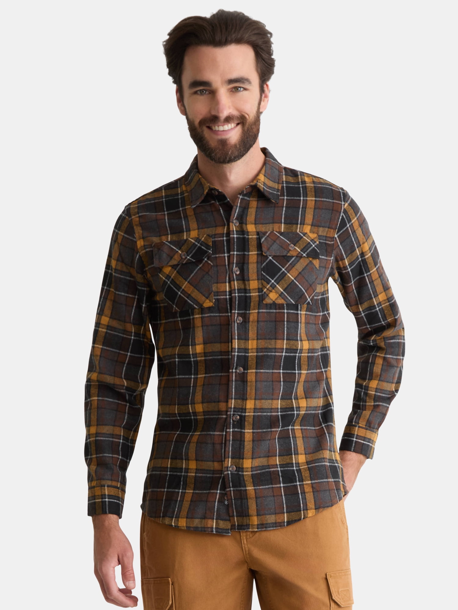 Burnside Men's and Big Men's Modern Fit Plaid Flannel Shirt with Long Sleeves, Sizes S-2XL