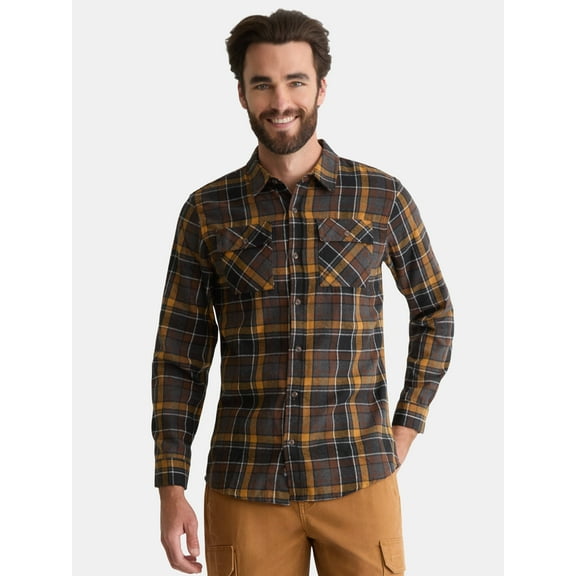 Burnside Men's and Big Men's Modern Fit Plaid Flannel Shirt with Long Sleeves, Sizes S-2XL