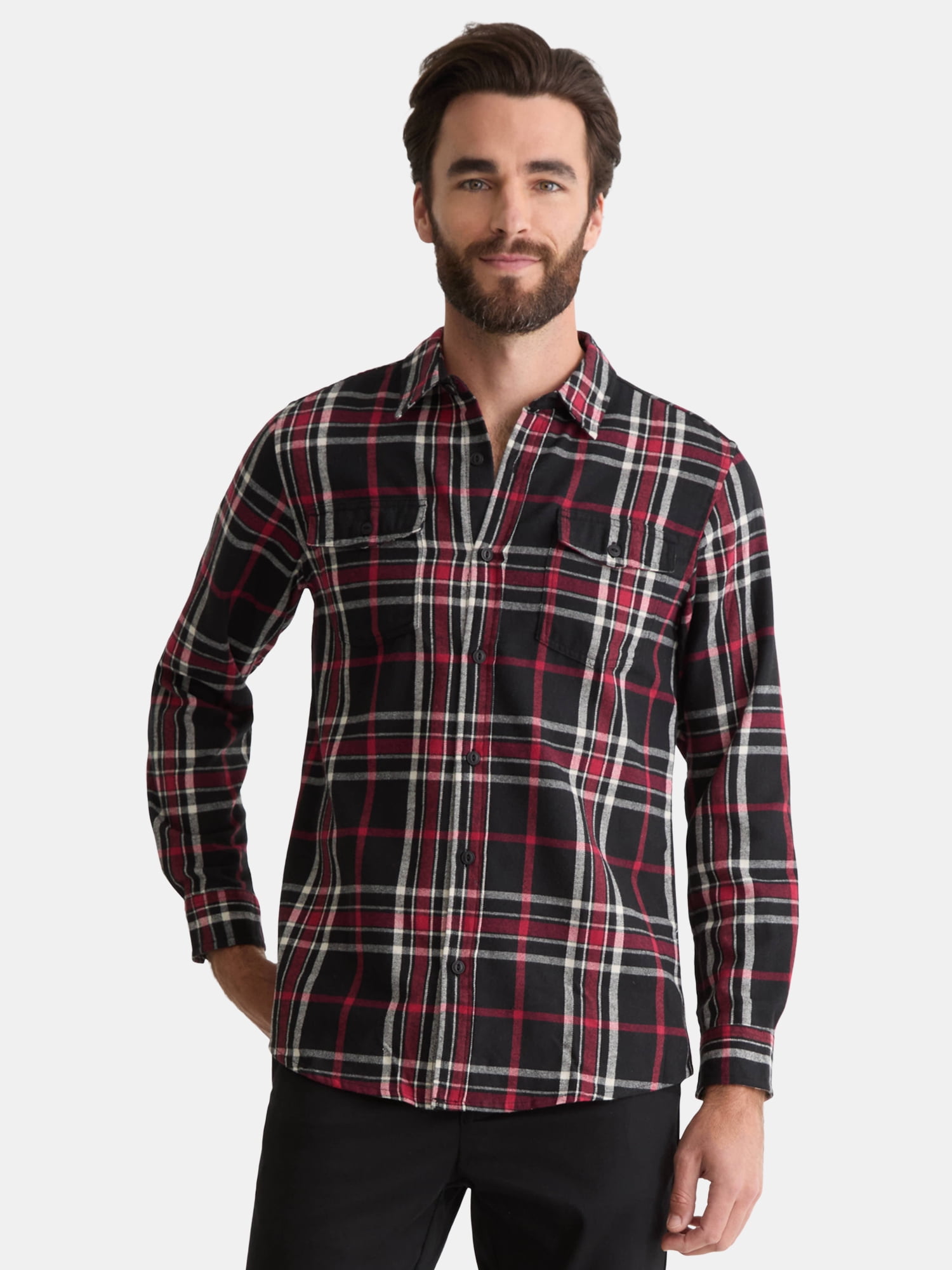 Burnside Men's and Big Men's Modern Fit Plaid Flannel Shirt with Long Sleeves, Sizes S-2XL