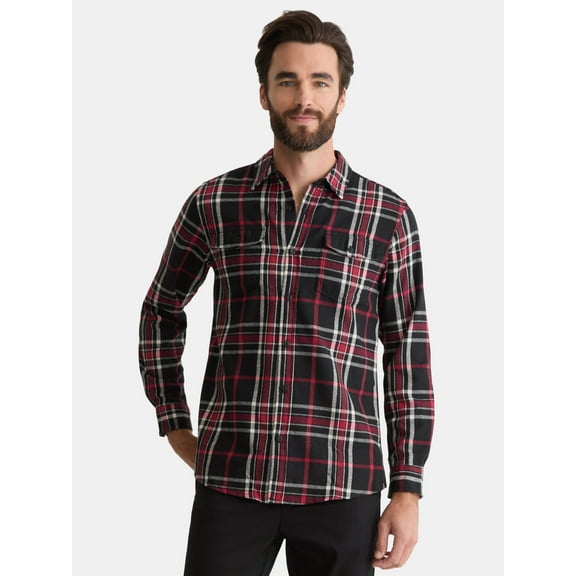 Burnside Men's and Big Men's Modern Fit Plaid Flannel Shirt with Long Sleeves, Sizes S-2XL