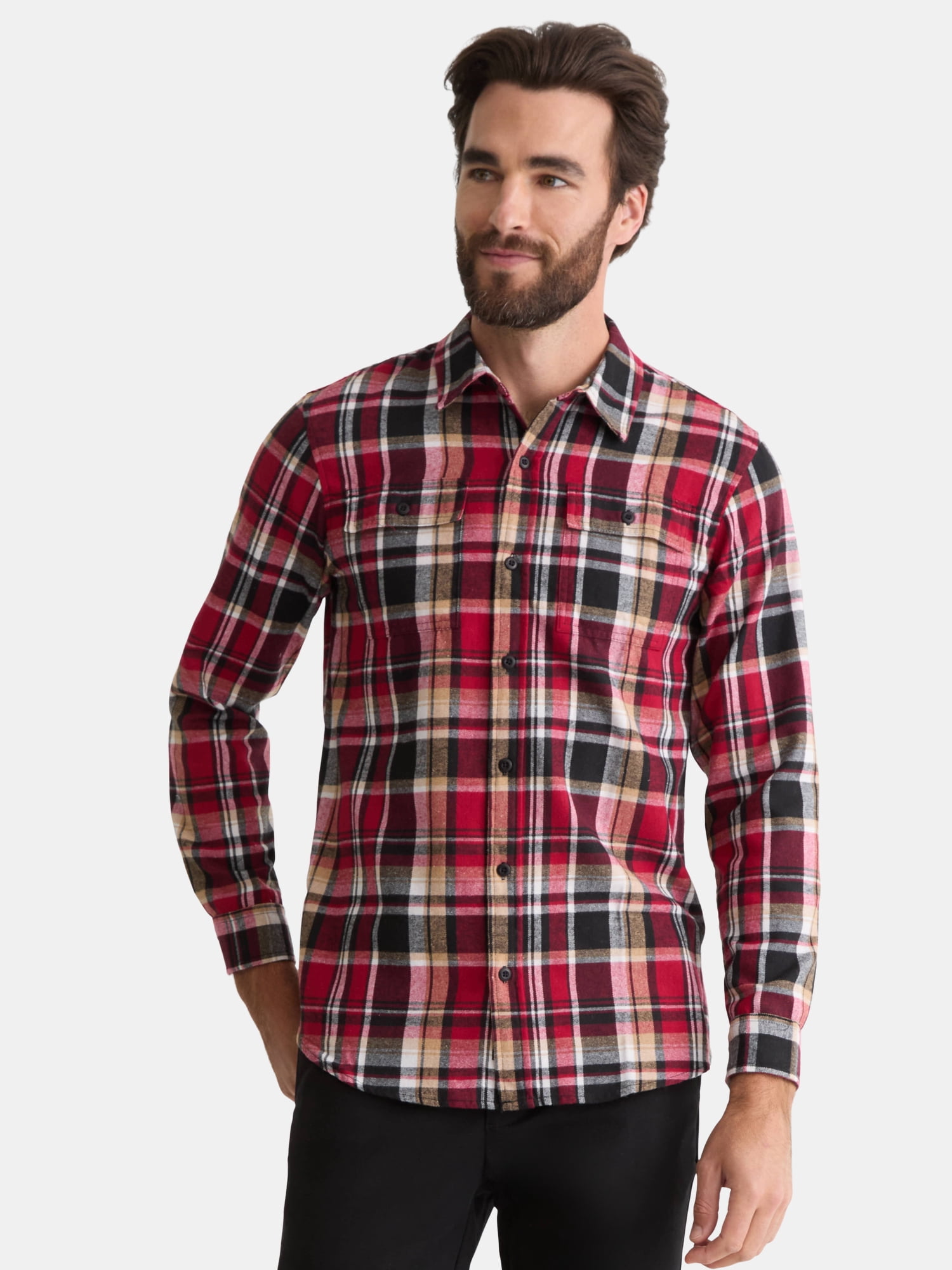 Burnside Men's and Big Men's Modern Fit Plaid Flannel Shirt with Long Sleeves, Sizes S-2XL