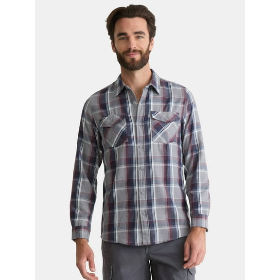 Burnside Men's and Big Men's Modern Fit Plaid Flannel Shirt with Long Sleeves, Sizes S-2XL