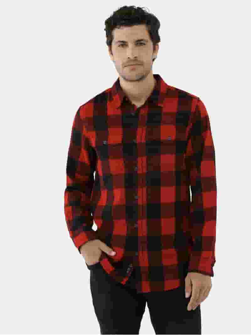 【READYMADE】 FRANNEL SHIRT BURNSIDE Men's Modern Fit Plaid Flannel Shirt with Long