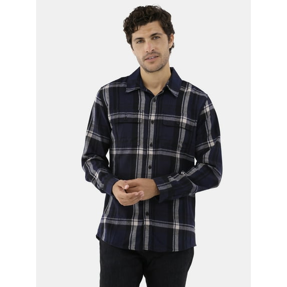 Burnside Men's Modern Fit Plaid Flannel Shirt with Long Sleeves, Sizes S-2XL