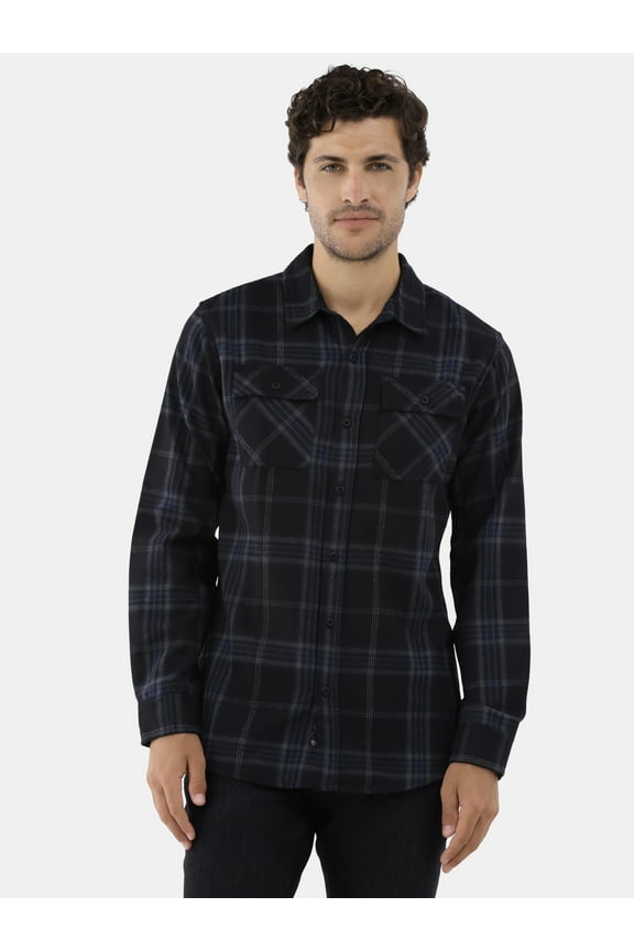 Men's Modern Fit Plaid Flannel Shirt with Long Sleeves, Sizes S-2XL