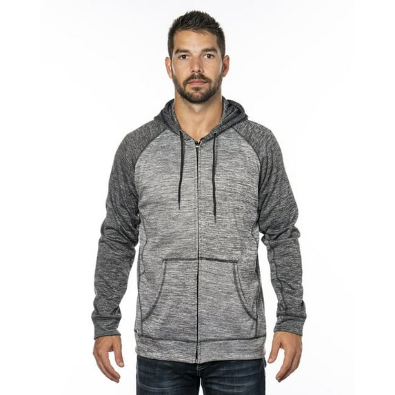 Burnside - Men's Performance Raglan Hoodie - Color - Heather Grey/ Heather Charcoal - Size - M