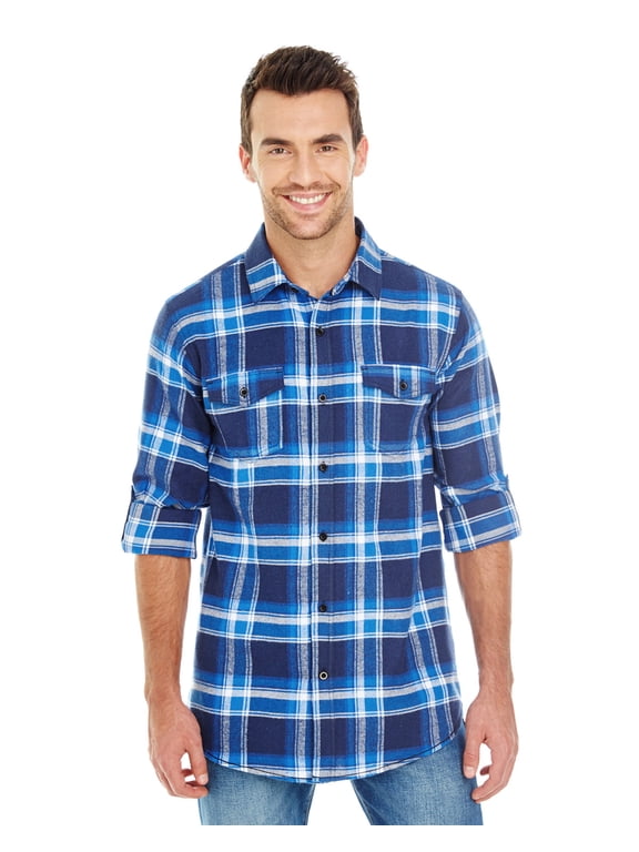 Men's Plaid Flannel Shirt with Pockets, 100% Cotton, 3XL
