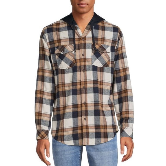 Burnside Men's Plaid Hooded Flannel Shirt, Sizes S-2XL