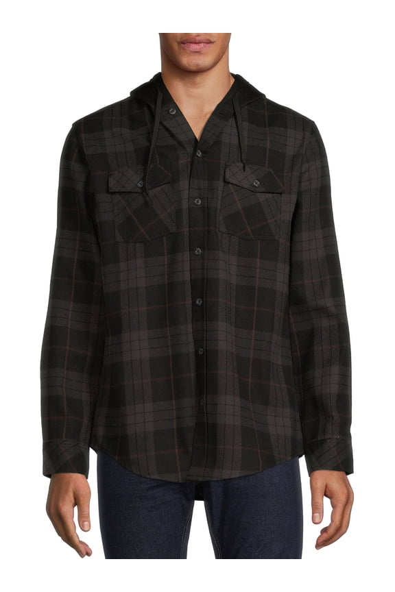 Men's Plaid Hooded Flannel Shirt, Sizes S-2XL