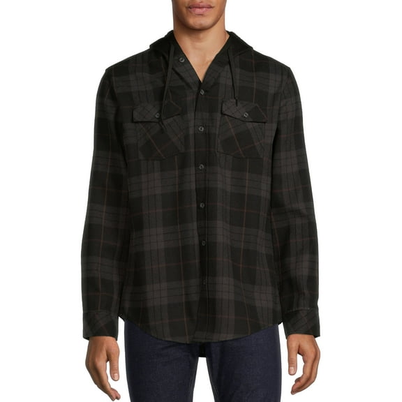 Burnside Men's Plaid Hooded Flannel Shirt, Sizes S-2XL
